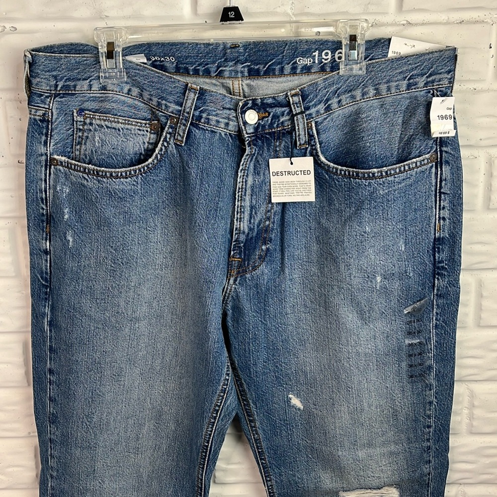 GAP 1969 BOOT CUT JEANS  DESTRUCTED Men’s 36x30 NWT - Picture 2 of 15